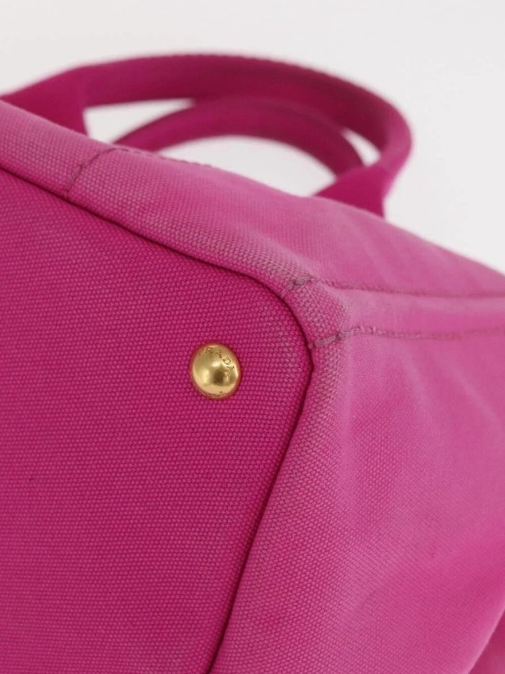PRADA Canapa MM Hand Bag Canvas Pink Gold Auth 169038 - Picture 4 of 16